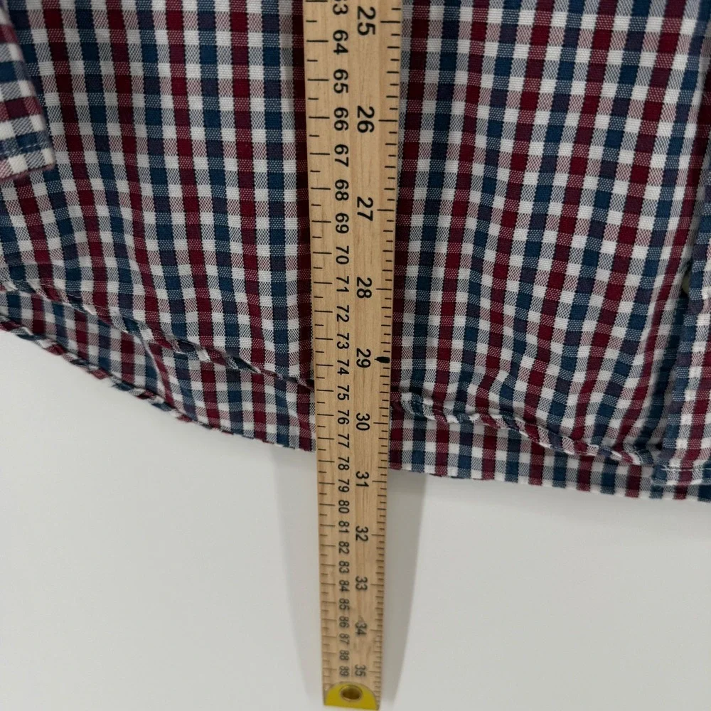 Pendleton Button Down Mens XL Navy Red Gingham Cotton Varsity Shirt